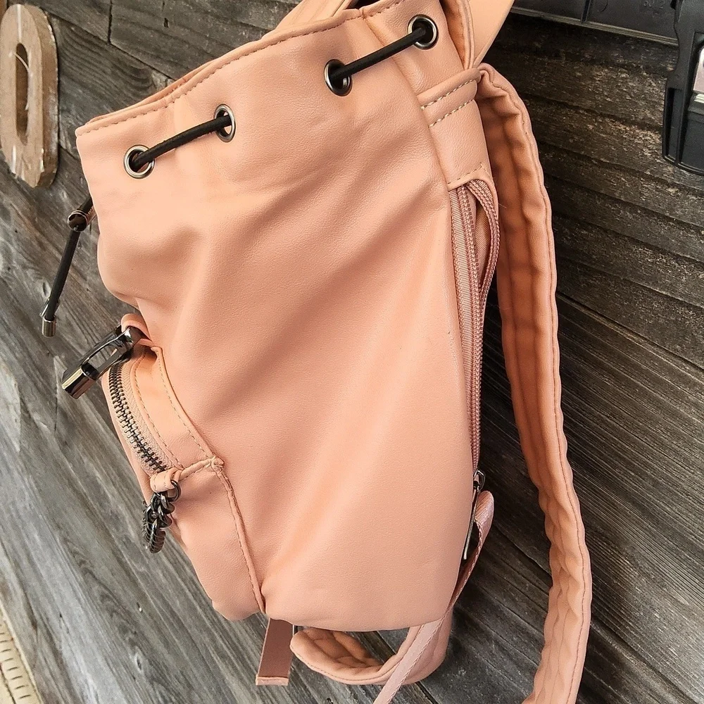 RACHEL Rachel Roy Peach Backpack with Buckle & Chain And Pockets Galore! - Picture 16 of 16